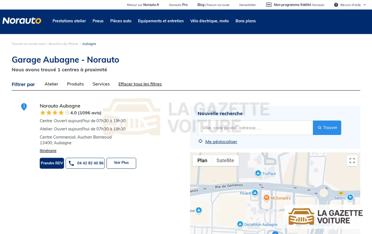 Capture : Centre auto Norauto Aubagne - Entretien et équipement voiture en région Aubagne